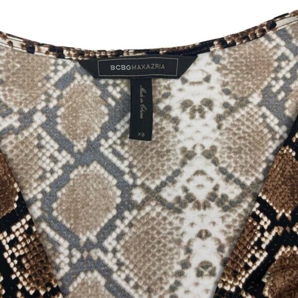 BCBGMAXAZRIA Malena Snake Print Jersey Wrap Dress Sz XS - Picture 3 of 6